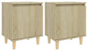 vidaXL Nočné stolíky s drevenými nožičkami 2 ks dub sonoma 40x30x50 cm