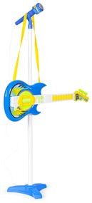 Hudobná sada mikrofón, elektrická gitara, stojany, mp3, modrá