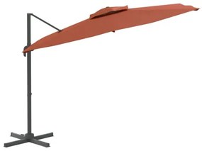vidaXL Dvojitý konzolový slnečník tehlový 300x300 cm-