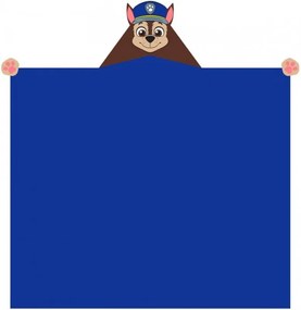 Detská / chlapčenská deka s kapucňou Tlapková patrola - Paw Patrol - motív Chase - Coral fleece 230 g/m² - 110 x 140 cm
