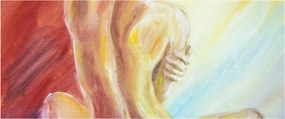 Obraz odpočívajúce ženy, olejomaľba (120x50 cm)