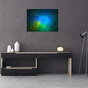 Sklenený obraz modrej abstrakcie (70x50 cm)