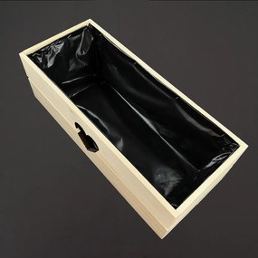 AMADEA Drevený kvetináč so srdiečkom prírodný, vo vnútri s čiernou fóliou, 52x21,5x17cm, český výrobok