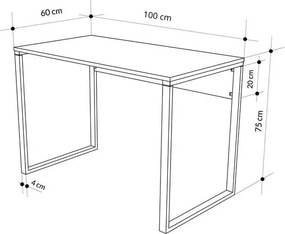Písací stôl Houseland Inna retro sivá/čierna