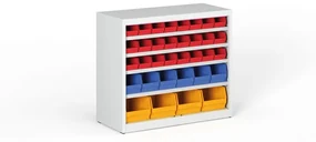 Regál s plastovými boxmi BASIC so zadnou stenou - 800 x 400 x 920 mm, 24xA, 6xB, 4xC