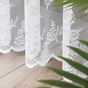Biela žakárová záclona SOFIA s jemným kvetinovým vzorom  - šité na mieru