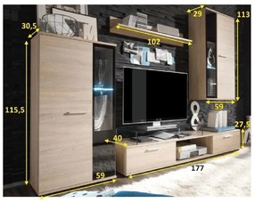 Tempo Kondela Obývacia stena, dub sonoma, SALESA