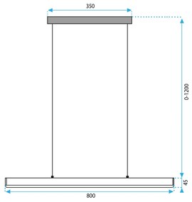 Toolight Toolight, LED závesné svietidlo 80cm, 15W, APP1447-CP, čierna matná, OSW-02391