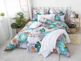 XPOSE® Bavlnené obliečky na dve postele KARLA - zelené/sivé
