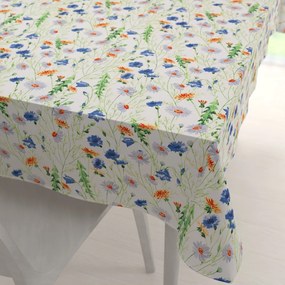 Biante Bavlnený obdĺžnikový obrus Sandra SA-601 Margaréty a zvončeky na bielom 140x200 cm