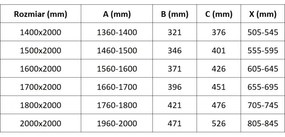 Mexen Velar L Duo, posuvné sprchové dvere do otvoru 150 cm, 8mm sklo námraza, chrómová, 871-150-003-32-01