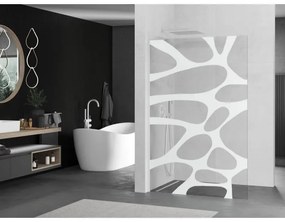 Mexen Kioto L, sprchová zástena Walk-In 100 x 200 cm, 8mm číre sklo biely vzor, biely profil, 800-100-103-20-97