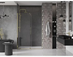 Mexen Velar, posuvné dvere do otvoru 160x200 cm, 8mm číre sklo, zlatá lesklá, 871-160-000-01-50