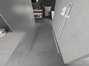 Mexen Kioto, priechodná sprchová zástena 100 x 200 cm, 8mm sklo námraza, 2x biela stabilizačná rozpera, 800-100-002-20-30