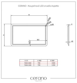 Cerano Aspetto, kúpeľňové LED zrkadlo 100x70 cm, CER-CER-429352