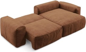 Ženilková rozkladacia rohová pohovka v terakotovej farbe (pravý roh/s leňoškou) Kuki – Makamii