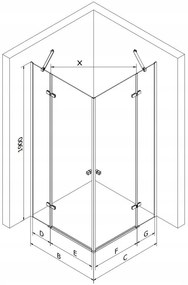 Mexen Roma Duo, sprchovací kút 90 (dvere) x 90 (dvere), 6mm číre sklo, chrómový profil, 854-090-090-02-00