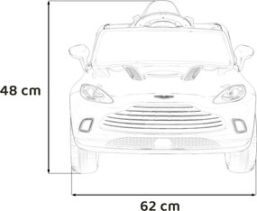 Ramiz Aston Martin DBX na batérie pre deti Červená + diaľkové ovládanie + EVA + pásy + pomalý štart + LED zvuk