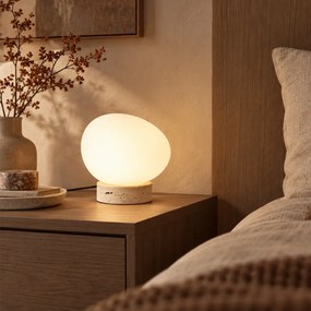 Japandi stolná lampa béžová s opálovým sklom - Sally