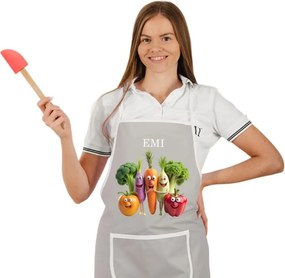 Kuchynská zástera Happy Veggie EMI, sivá