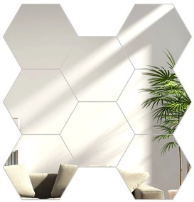 Nástěnné samolepící zrcadlo Hexagon stříbrné
