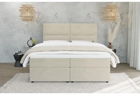 Béžová boxspring posteľ s úložným priestorom 200x200 cm Rico – Ropez