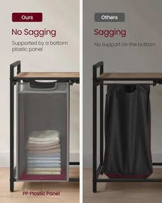 Kôš na prádlo, 2 priehradkový, 2 × 46 l, 73 × 33 × 72 cm, ťavová hnedá a šedá