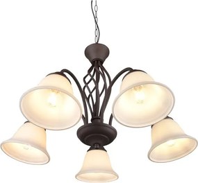 Tmavohnedé závesné svietidlo so skleneným tienidlom ø 60 cm Rustica – Trio