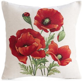 GOBELÍNOVÁ DEKORAČNÁ OBLIEČKA NA VANKÚŠ PAPAVER 45X45 CM KVETY