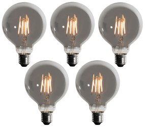 Sada 5 stmievateľných LED žiaroviek E27 dymová G95 5W 200 lm 1900K