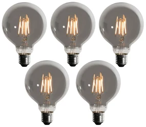 Sada 5 stmievateľných LED žiaroviek E27 dymová G95 5W 200 lm 1900K