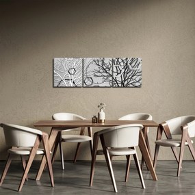 Abstraktný obraz so stromami (s hodinami) (90x30 cm)
