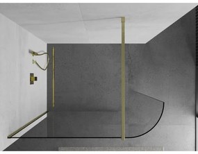 Mexen Kioto, sprchová zástena Walk-In 130 x 200 cm, 8mm číre sklo, zlatý matný profil, 800-130-101-55-06