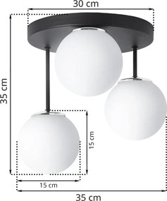 Stropné svietidlo Florence, 3x biele sklenené tienidlo, b/ch, o