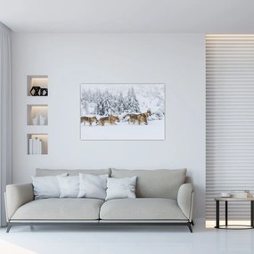 Obraz - Vlci v horách (90x60 cm)