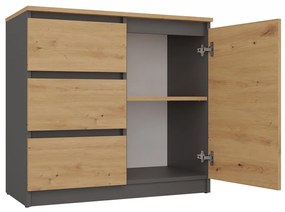 Komoda Musecalo 12 (dub artisan + artisan). Akcia -20%. Vlastná spoľahlivá doprava až k Vám domov. 1132867