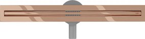 Mexen Flat nerezový sprchový žľab s rotačným 360° sifónom 60 cm, vzor SLIM, ružovo-zlatá, 1641060