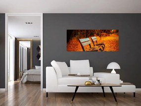 Obraz lavičky v jeseni (120x50 cm)