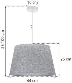 Závesné svietidlo Len1, 1x šedé textilné tienidlo, (fi 44 cm), w