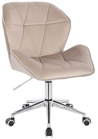 LuxuryForm DESIGN Stolička MILANO MAX VELUR na striebornej podstave s kolieskami - latte