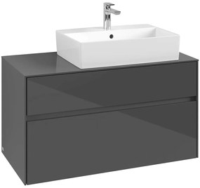 VILLEROY &amp; BOCH Collaro závesná skrinka pod umývadlo na dosku (umývadlo vpravo), 2 zásuvky, 1000 x 500 x 548 mm, Glossy Grey, C12700FP