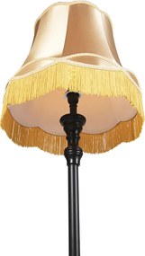 Stojaca lampa čierna s tienidlom Granny zlatá - Classico