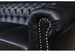 Sedacia súprava 41447 Chesterfield 3-sedenie Antique look Čierna  - Komfort-nábytok
