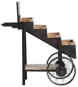 furniture-nabytek.cz - Masívny trhový vozík Leeds z kovu a manga, hnedý a čierny – 69×108×125 cm
