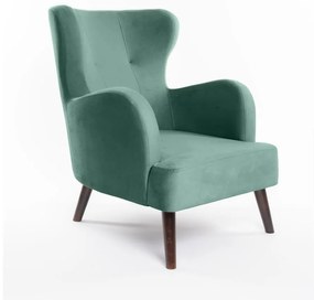 Zamatové kreslo ušiak v mentolovej farbe Noemye – Bonami Selection