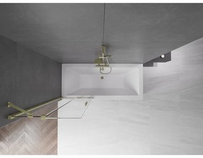 Mexen Velar, 2-krídlová posuvná vaňová zástena 70 x 150 cm, 8mm číre sklo, zlatý matný profil, 896-070-000-01-55