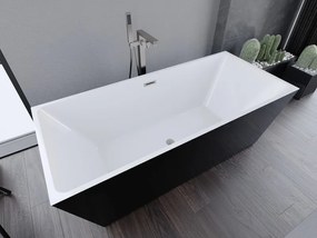 Mexen Lita, voľne stojaca vaňa 170 x 75 cm, biela-čierna, brúsená oceľ prepad, 52121707575-97