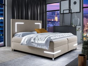 Manželská posteľ 140 cm Frinesa LED (béžová) (s roštom a matracom) (s úl. priestorom) (s LED osvetlením). Vlastná spoľahlivá doprava až k Vám domov. 1104113