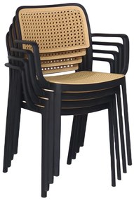 Tempo Kondela Stohovateľná stolička, čierna/béžová, RAVID TYP 2