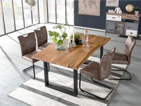 furniture-nabytek.cz - Masívna jedálenská súprava Bullwer so 4 stoličkami Kenton z akácie, lakovaná, hnedá a čierna